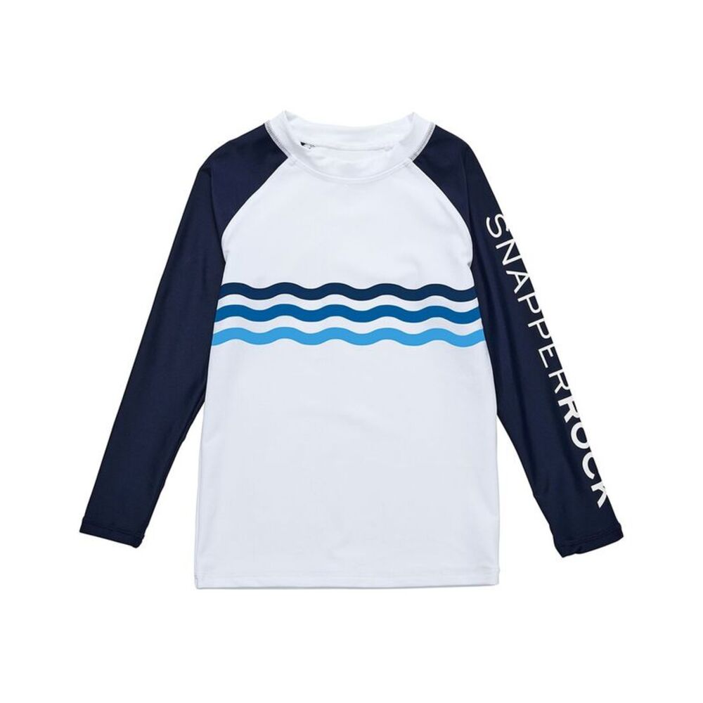 Snapper Rock Boys  Wave Stripe Rash Top, White